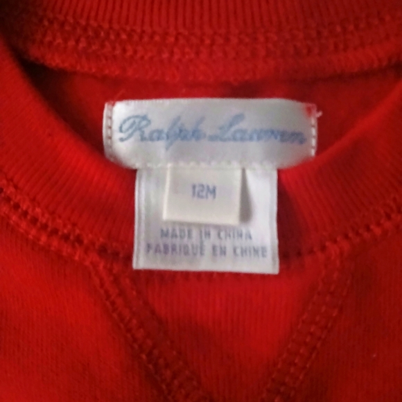Polo by Ralph Lauren Red Crewneck Sweatshirt Sz. 12 Month - Picture 2 of 4